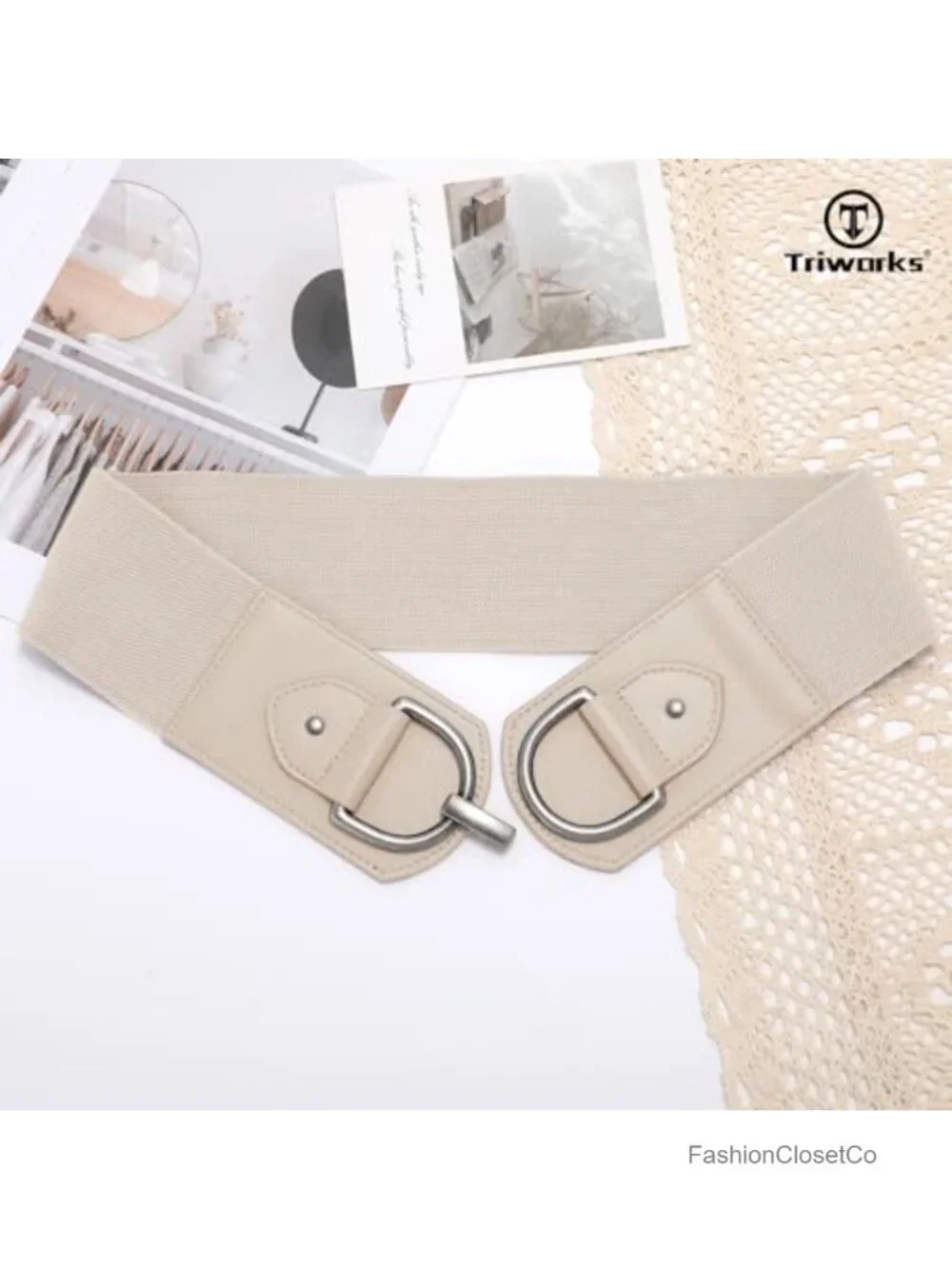 Wide Stretch Belt for Dresses Vintage Chunky Buckle Women Waist Belt